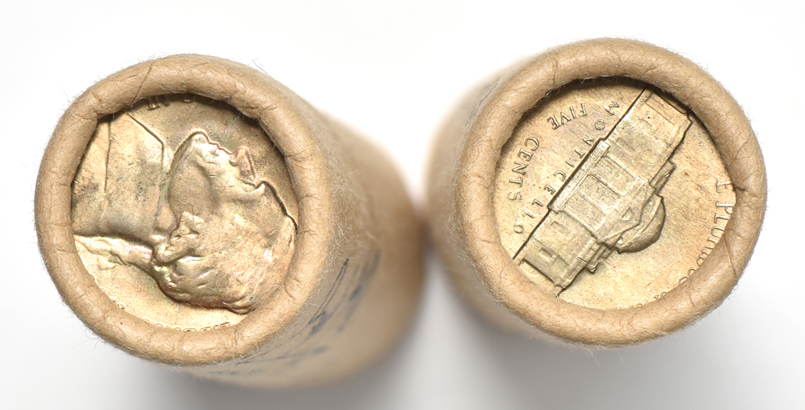 Two original rolls of 1950-D Jefferson nickels