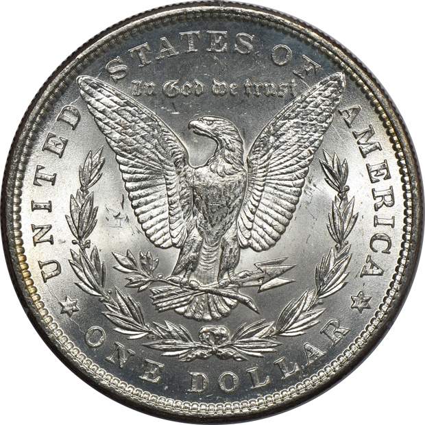 1880-S PCGS MS-66, 1885 PCGS MS-65 (rattler), and a 1903 NGC MS-65, all CAC