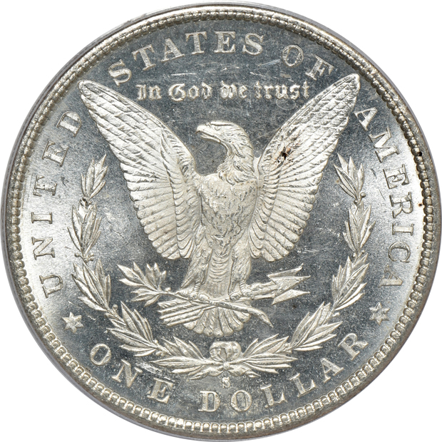 1880-S PCGS MS-66, 1885 PCGS MS-65 (rattler), and a 1903 NGC MS-65, all CAC