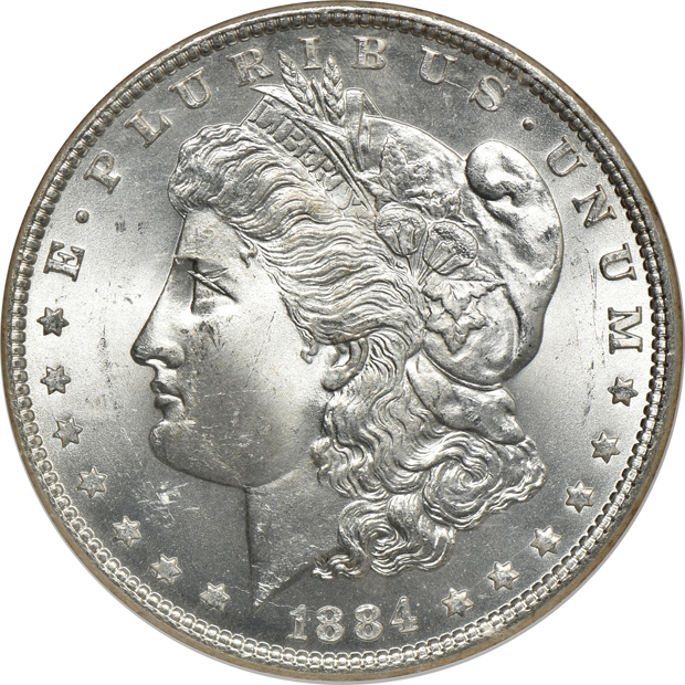 1879-S, 1884, and 1885, all NGC MS-65 CAC