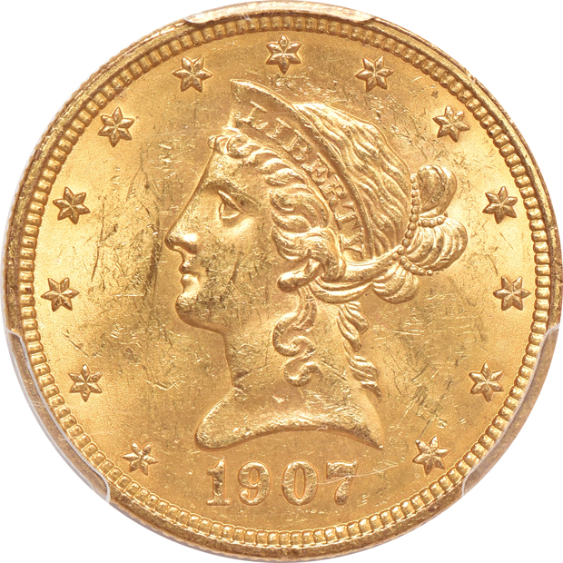 Two 1907 Liberty PCGS MS-63 Rough Rider Hoard