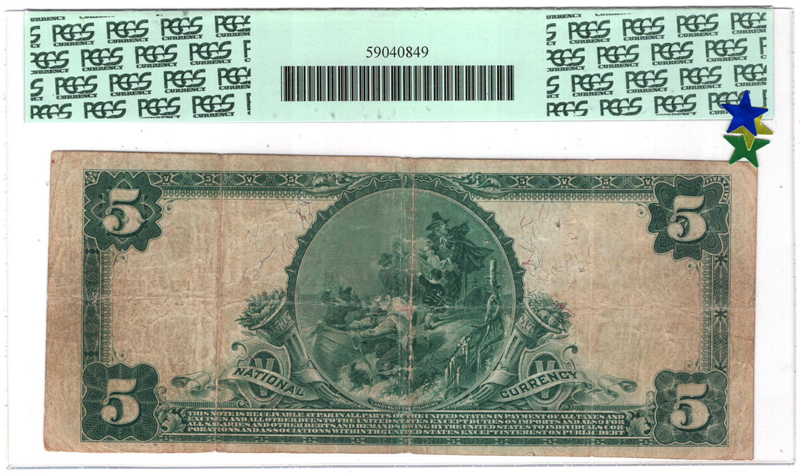 1902 $5 Red Seal - Mount Olive, IL Charter #7350 - PCGS F-12