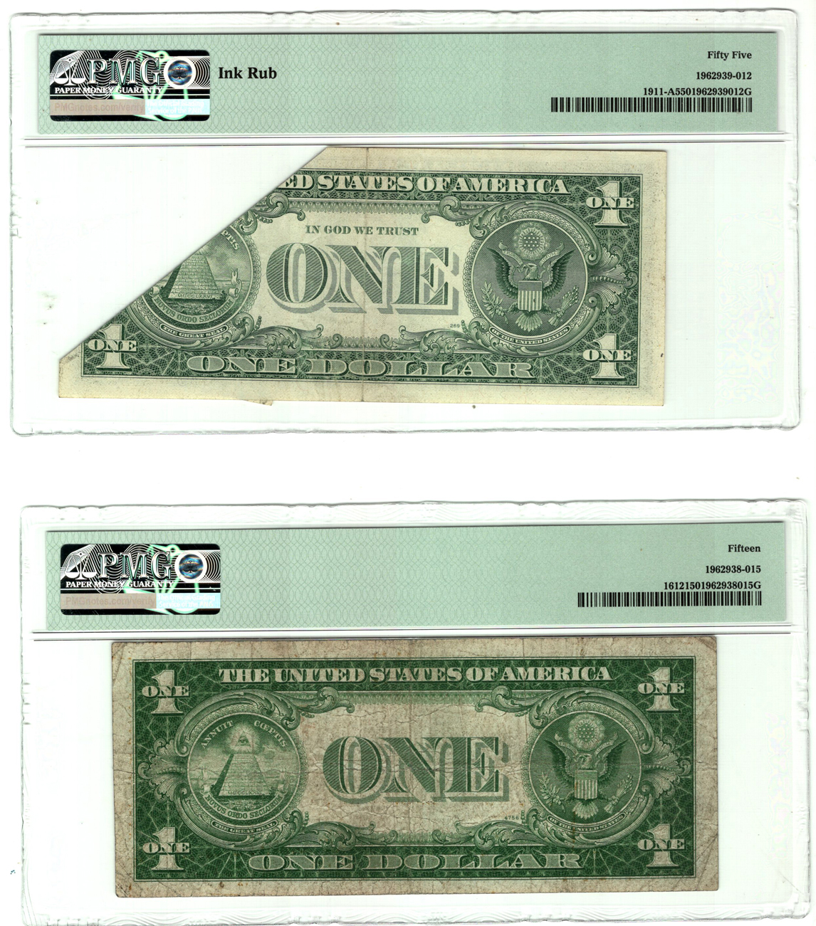 Error Currency - Four small size Federal Reserve notes certified by PMG