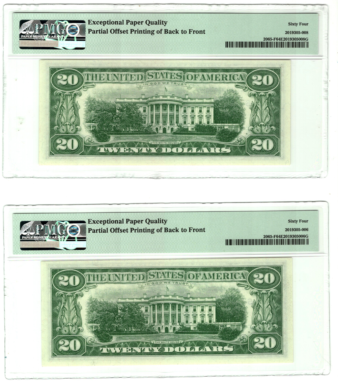 Error Currency - Four small size Federal Reserve notes certified by PMG