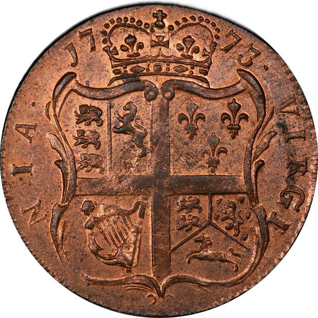 1773 Period after Georgivs 1/2 halfpenny PCGS MS-64