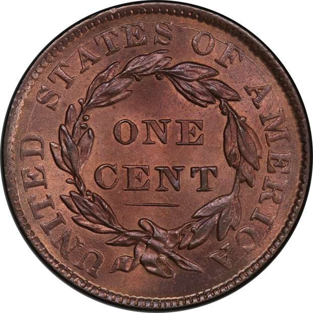 1837 Plain Cords, Medium Letters, Head of 36 PCGS MS-65+RB CAC
