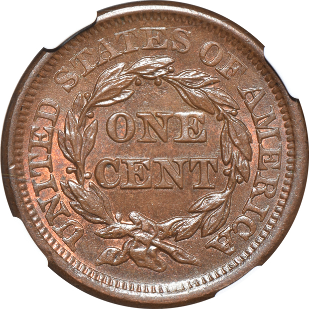 1856 Slanted 5 NGC MS-65 BN