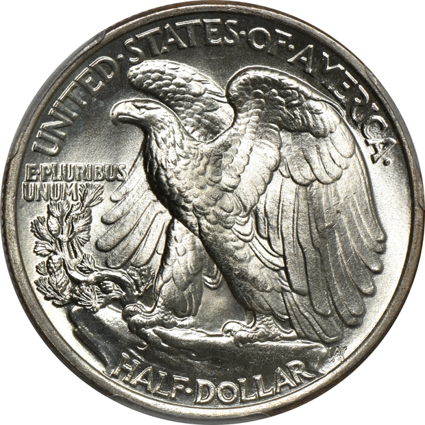 Four Walking Liberty half-dollars, all PCGS MS-65