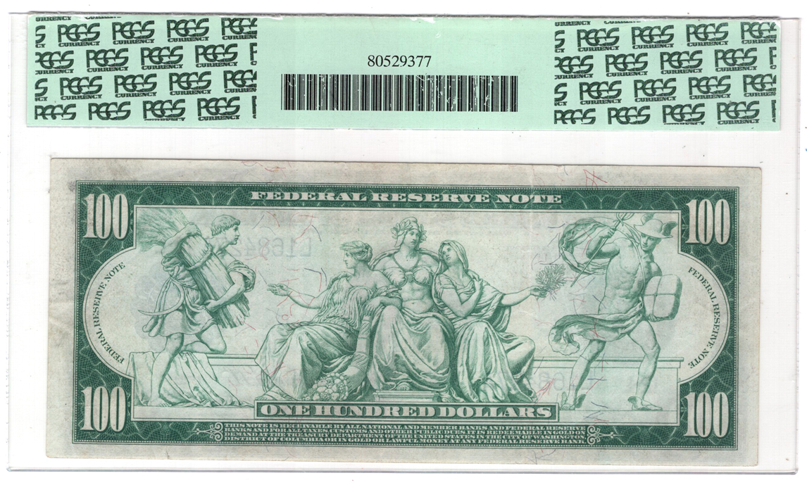 1914 $100 San Francisco Blue Seal Fr# 1128 - PCGS XF-45/small edge tear at bottom right