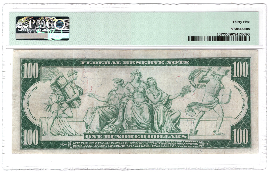 1914 $100 Cleveland Blue Seal Fr# 1097 - PMG VF-35