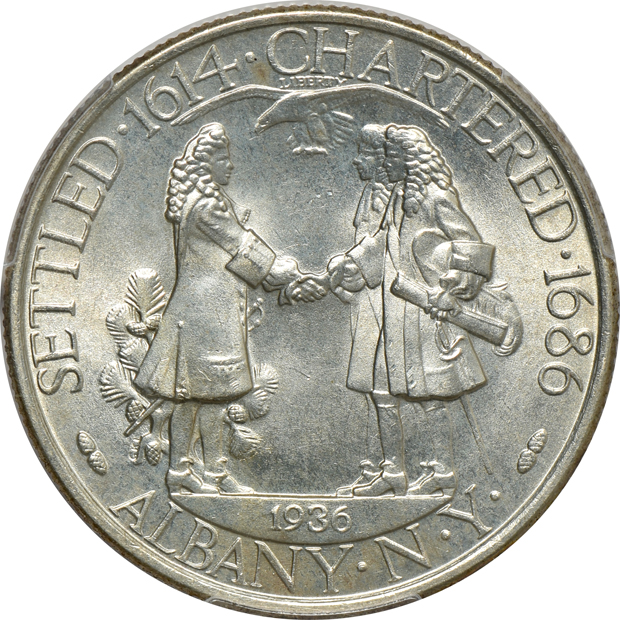 1925 Vancouver MS-64, and a 1936 Albany MS-65, both PCGS CAC
