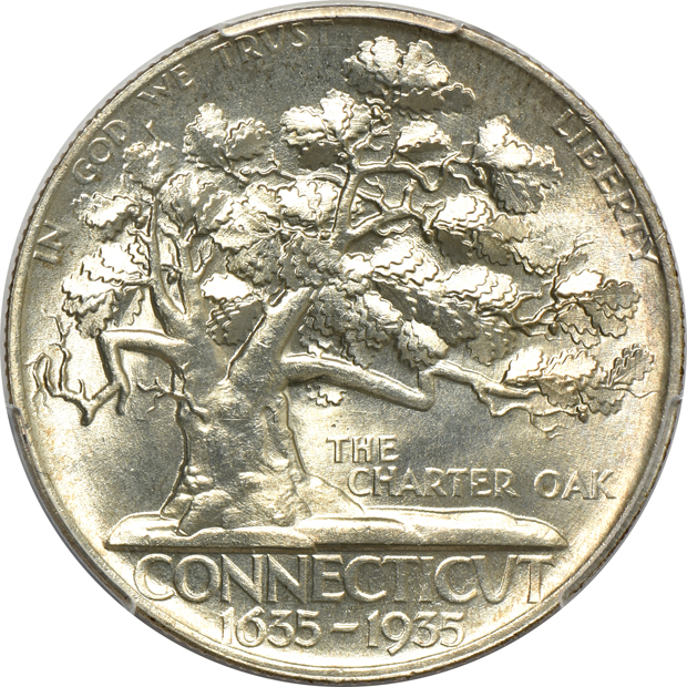 1935 Connecticut MS-65, 1936 Columbia MS-65, and a 1936 Wisconsin MS-66, all PCGS CAC