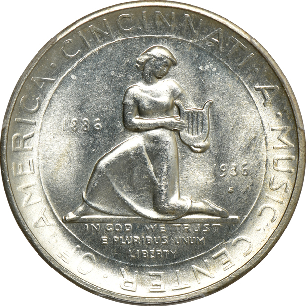 Four silver commemorative half-dollars certified by PCGS
