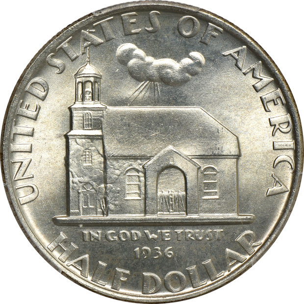 Four silver commemorative half-dollars certified by PCGS