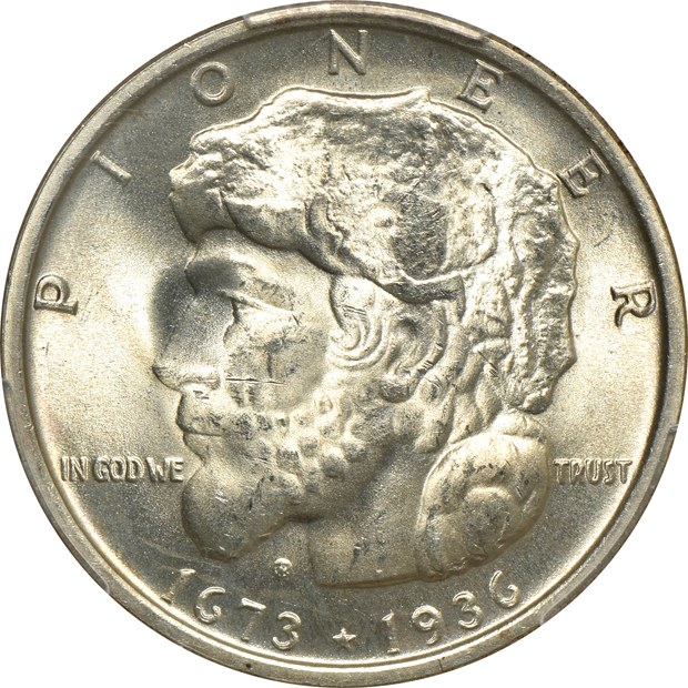 Four silver commemorative half-dollars certified by PCGS