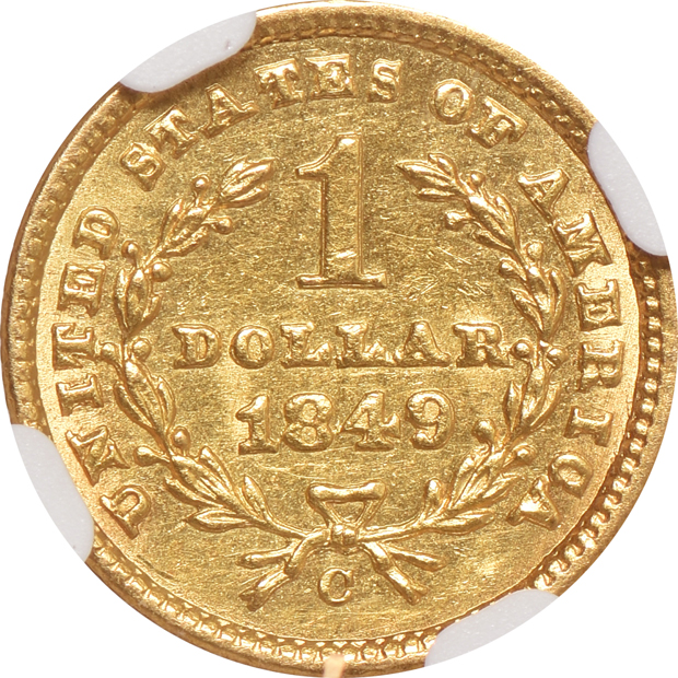1849-C Closed Wreath NGC AU details/scratches