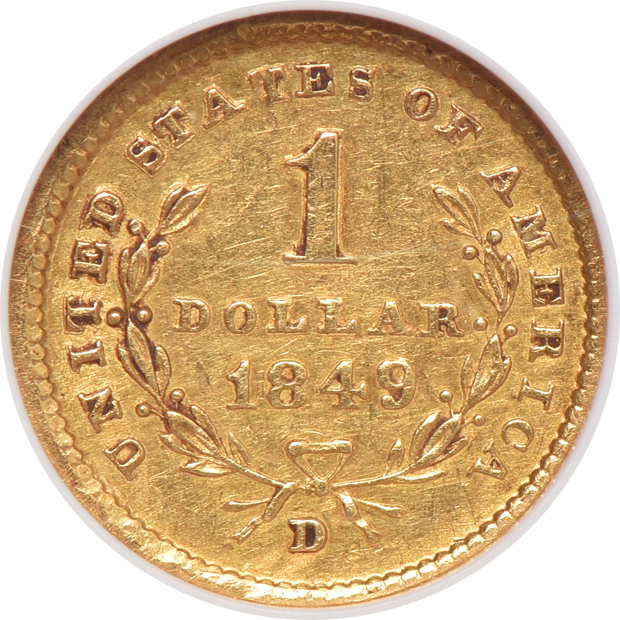1849-D NGC AU details/improperly cleaned
