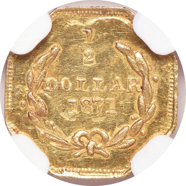 1853 $1 BG-530 UNC details/cleaned, 1870 25-cent BG- 761 UNC details/cleaned, and an 1871 50-cent BG-912 MS-61, all Octagonal NGC