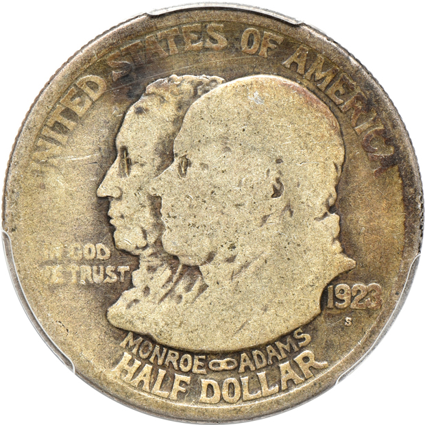1923-S Monroe Good-6, 1925 Stone Mountain Fair-2 CAC, and a 1926 Sesquicentennial About Good-3 CAC, all PCGS