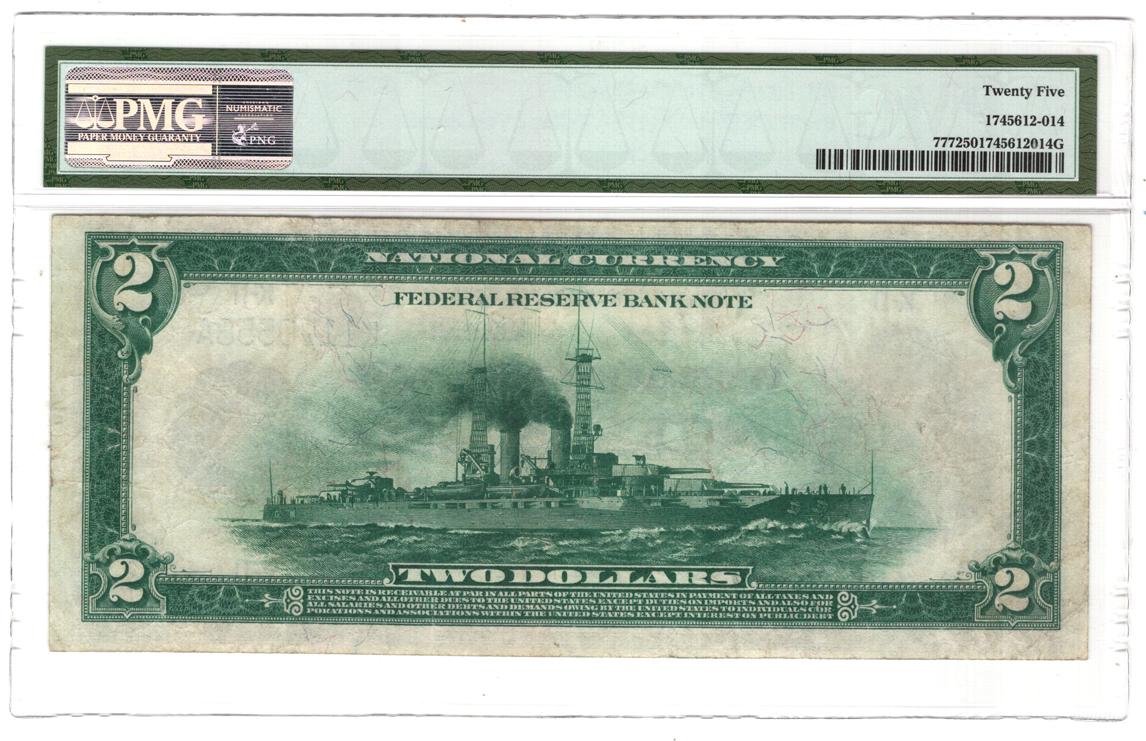1918 $2 Dallas Battleship - PMG VF-25