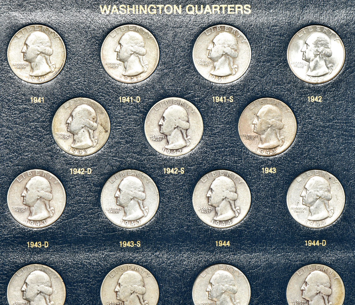 Collection of Washington quarters 1932-1965 in a Whitman Classic 9122 album