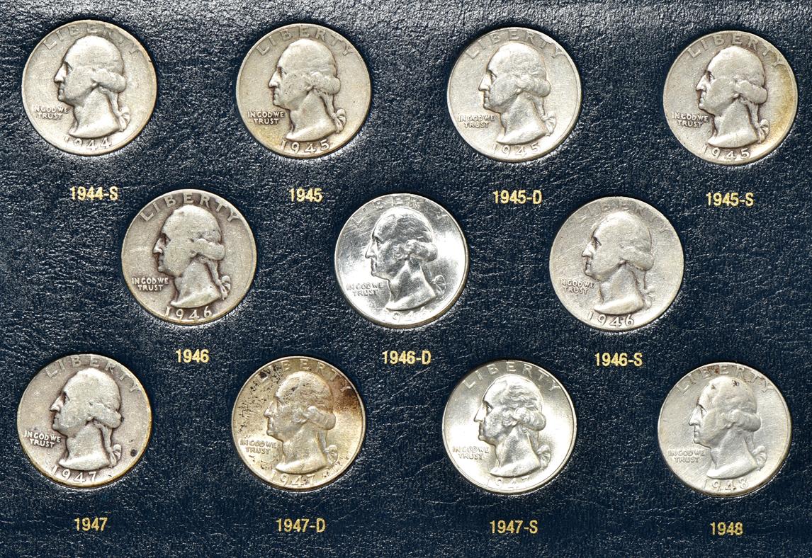 Collection of Washington quarters 1932-1965 in a Whitman Classic 9122 album