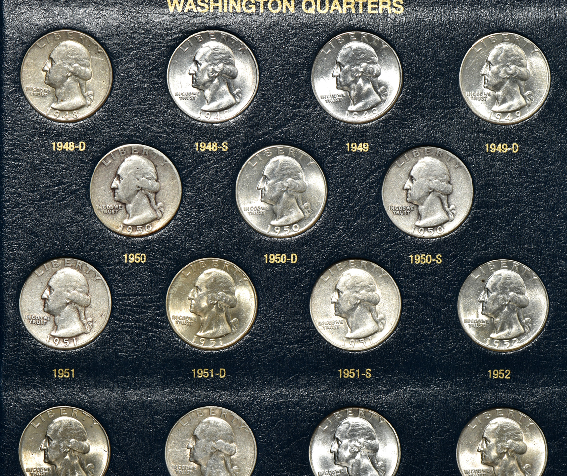 Collection of Washington quarters 1932-1965 in a Whitman Classic 9122 album