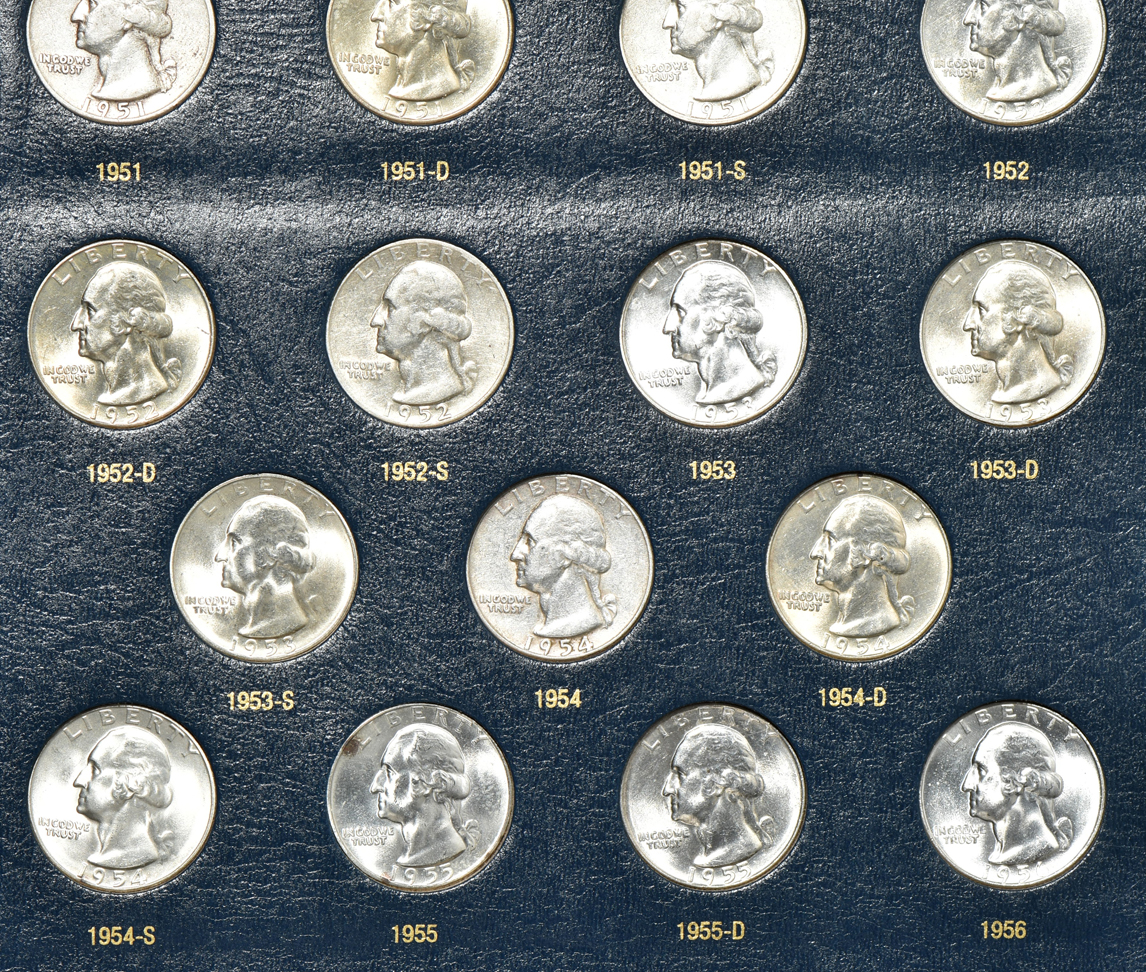 Collection of Washington quarters 1932-1965 in a Whitman Classic 9122 album
