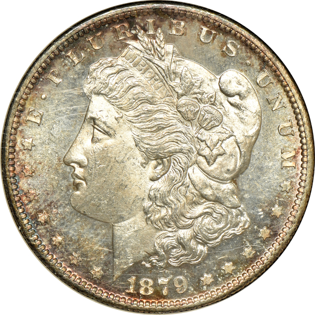 Six BU Morgan silver dollars