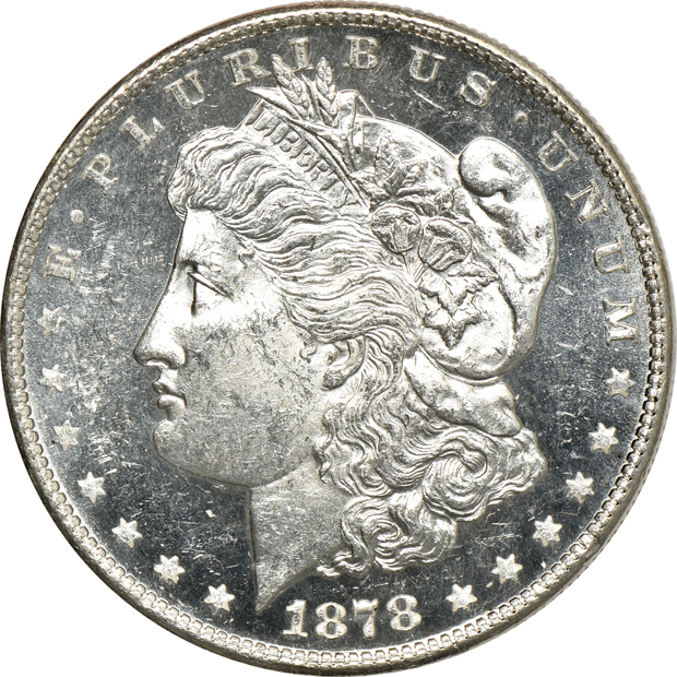 Six BU Morgan silver dollars