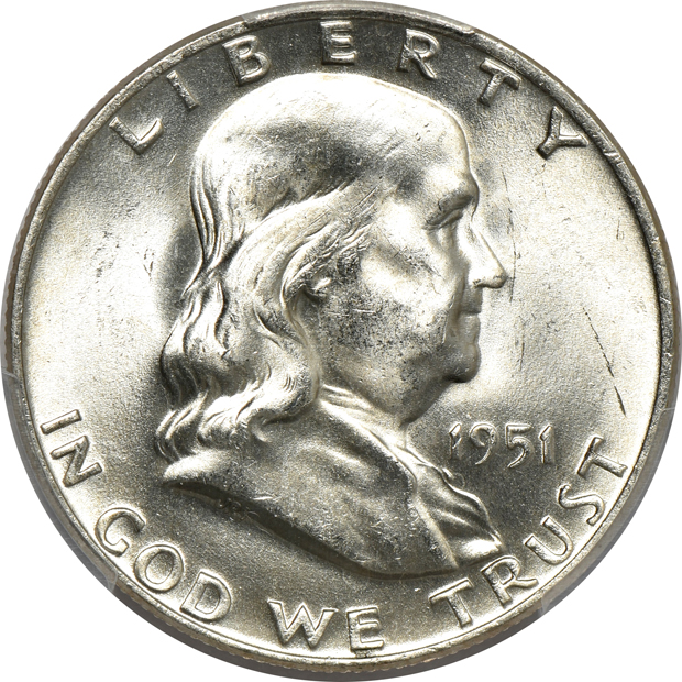 Complete collection of BU Franklin half-dollars