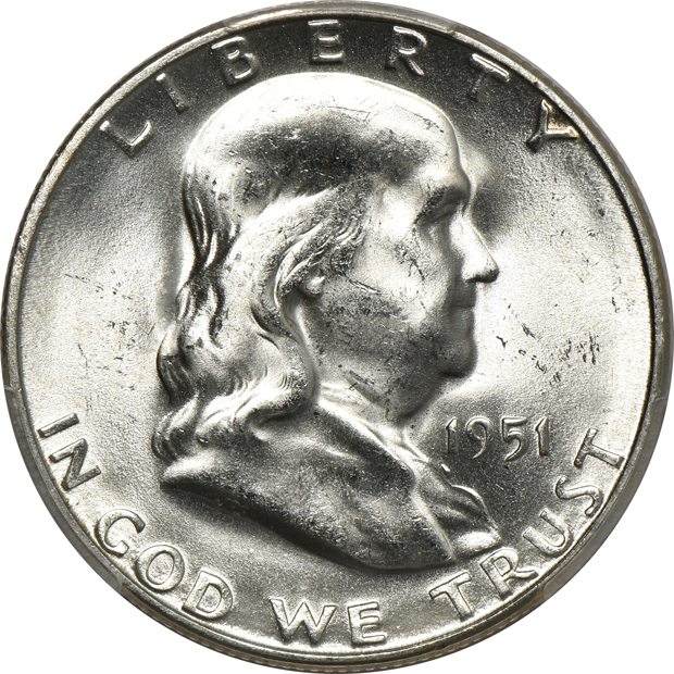 Complete collection of BU Franklin half-dollars