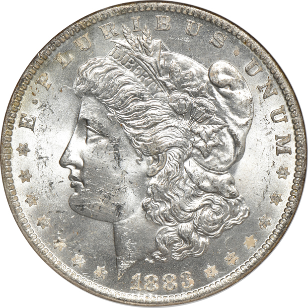 Three "Binion Collection" Morgan silver dollars