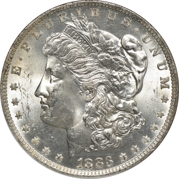 Three "Binion Collection" Morgan silver dollars