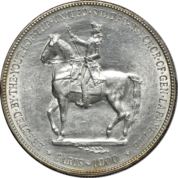 1893 Isabella UNC details/cleaned, and a 1900 Lafayette dollar AU details/cleaned, both PCGS