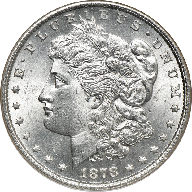 1878 7TF Reverse of 1879, 1890-S, and an 1885-S, all NGC MS-63