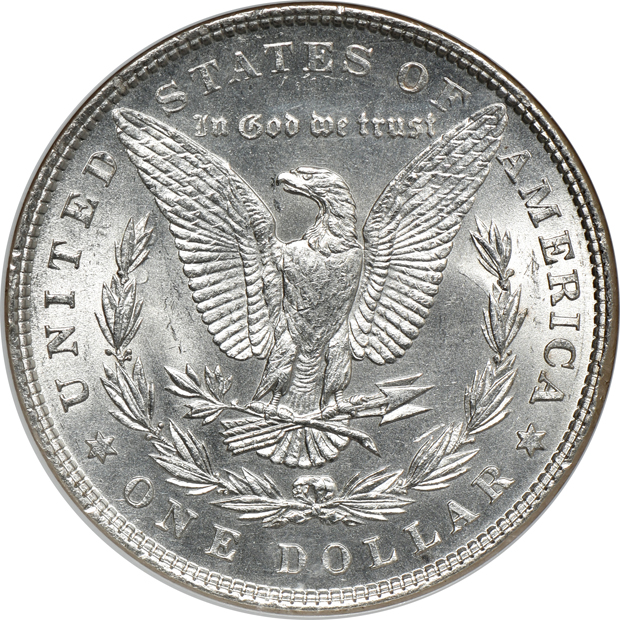 1878 7TF Reverse of 1879, 1890-S, and an 1885-S, all NGC MS-63
