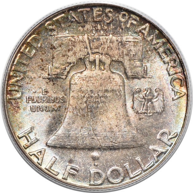1892 Columbian MS-63, 1946 Iowa MS-65, plus a 1955 Franklin half-dollar MS-65, all PCGS (green label) GOLD CAC