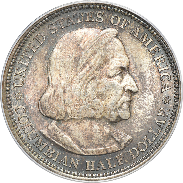 1892 Columbian MS-63, 1946 Iowa MS-65, plus a 1955 Franklin half-dollar MS-65, all PCGS (green label) GOLD CAC