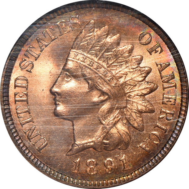1891 NGC MS-64 RB, 1906 PCGS MS-64RB (green label), and a 1907 PCGS MS-63RD (green label), all CAC