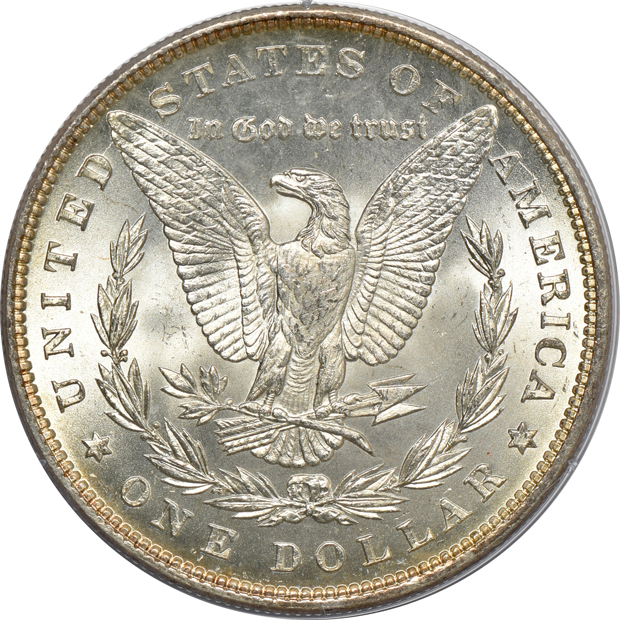 1885 MS-65, 1899-O MS-65, and a 1902 MS-63, all PCGS (rattler) CAC