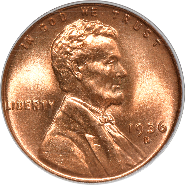 Five certified Lincoln cents