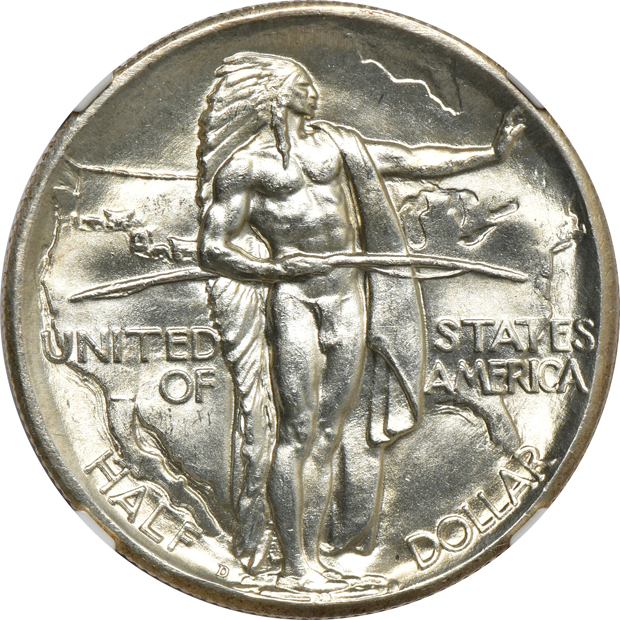 1934-D Oregon MS-63, and a 1937 Roanoke MS-65, both NGC