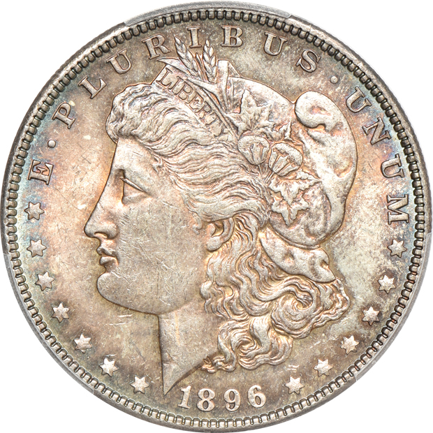 Six Morgan silver dollars certified by PCGS