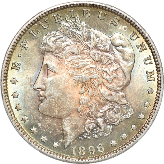 Six Morgan silver dollars certified by PCGS