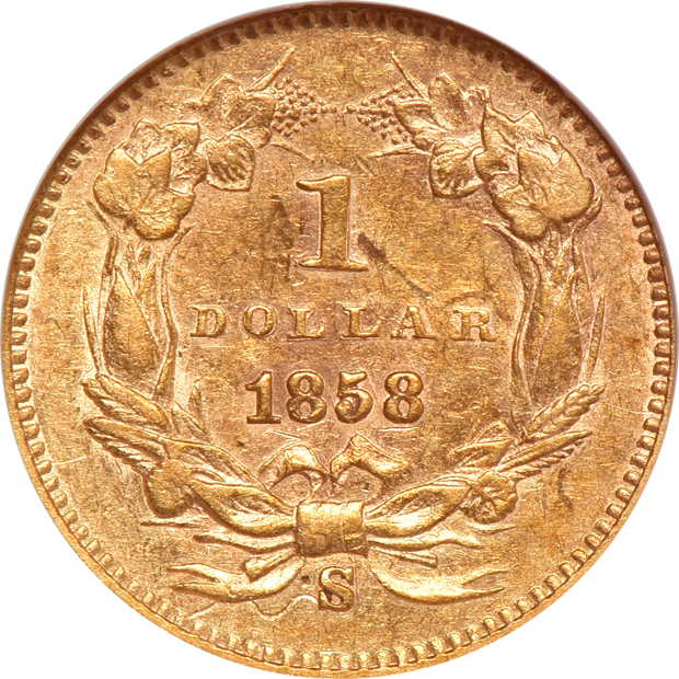 1858-S NGC AU-58 (no line) CAC