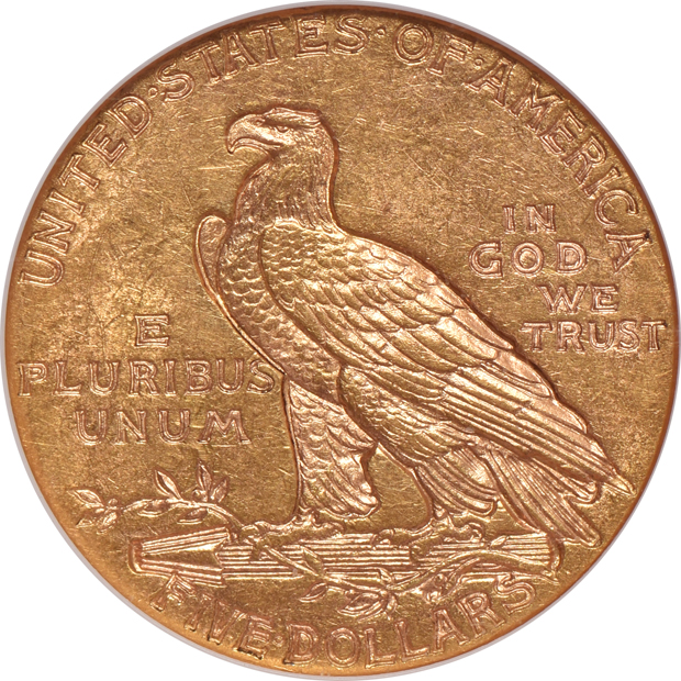 1854 Type 1 gold dollar MS-62 CAC, 1910 Indian quarter-eagle MS-61, and a 1915 Indian half-eagle MS-62, all NGC