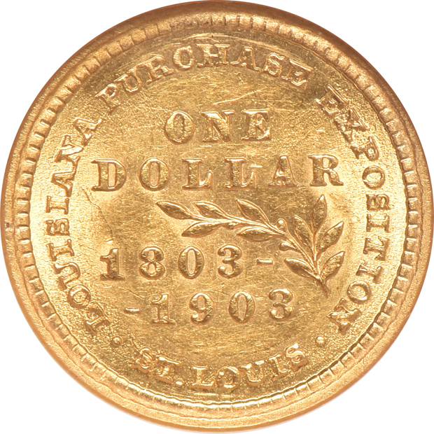 1903 $1 Louisiana Purchase McKinley MS-61 CAC, 1916 $1 McKinley AU-58 CAC, and a 1926 $2.50 American Sesquicentennial MS-64, all NGC