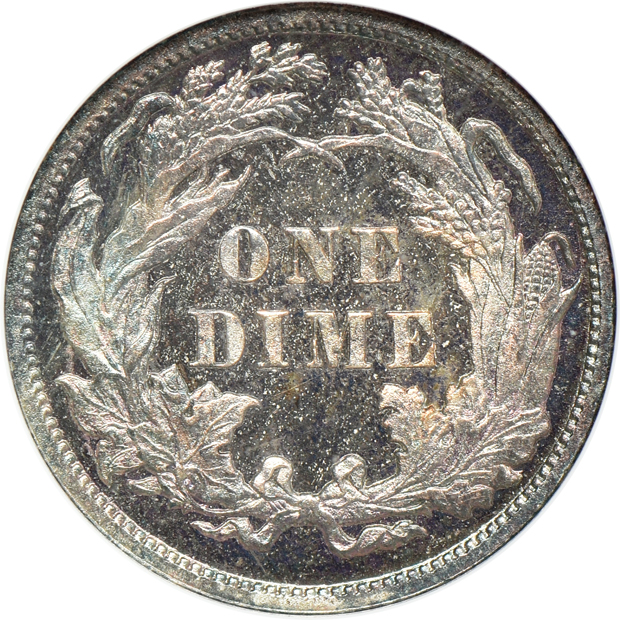 1881 three-cent nickel, and an 1888 Seated Liberty dime, both NGC PR-64 (no line) CAC