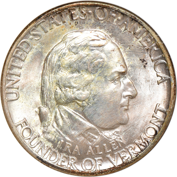 1925-S California MS-64, 1927 Vermont MS-65, and a 1936 Delaware MS-65, all NGC GOLD CAC